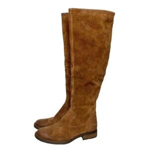 Born Boots Size 5.5 Borman Distressed Brown Suede Leather‎ Tall Back Zip Boot